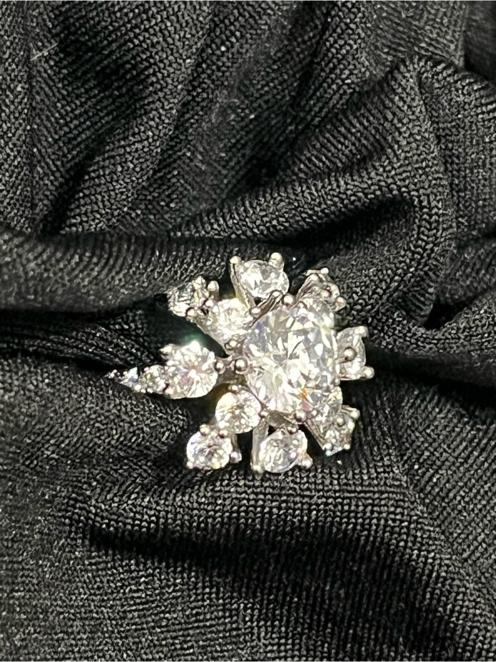 Silver-Tone Clear Crystal Cluster Brooch - Women's Jewelry